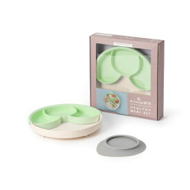 ティーレックス 出産祝い miniware 幼児と環境にやさしいキャッサバ由来の素材で作られたひっくり返らない食器 仕切り付きミールセット ライム