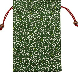 京佑(Kyoyu) 日本製 御朱印帳 巾着 袋 ケース 入れ ご朱印帳 和柄 ドット 唐草 緑 18×26.5cm