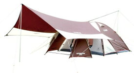 キャプテンスタッグ(CAPTAIN STAG) テント タープ 延長ベルト セット BLACK PACKAGE エクスギアツールームドームテント&タープセット+ 4~5人用 UZ-13232 ブラウン 440×440cm