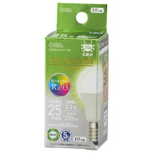 �I�[���d�@ LED�d�����` E17 25�`����/25W���� �����F Ra93�����F �����Ή� �f�M�ގ{�H���Ή� �~�j�N���v�g���` 5�N�ۏ� LDA2N-G-E17 RA 06-5552 OHM