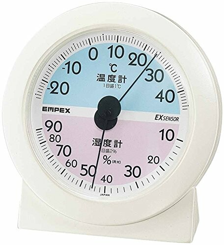 エンペックス気象計 温度湿度計 贈答 メモリア温湿度計 置き用 TM-2561 オフホワイト 優先配送 日本製