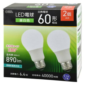 �I�[��(OHM)�I�[���d�@ LED�d�� E26 60�`���� �����F 2�� LDA6N-G AG59 2P 06-5467
