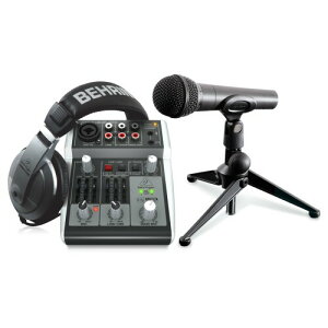Behringer LIVE�z�M&�ԑg�z�M�p �w�b�h�z��+�}�C�N+�p�\�R�����t��USB�[�q�t���~�L�T�[�o���h���Z�b�g, �x�����K�[ PODCASTUDIO 2 USB BLACK