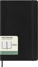 モレスキン 手帳 2024 年 1月始まり 12カ月 ウィークリー ダイアリー ホリゾンタル(横型) ソフトカバー ラージサイズ(横13cm×縦21cm) ブラック DSB12WH3Y24