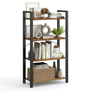 VASAGLE �I�[�v�����b�N �f�B�X�v���C���b�N �ؐ� 4�i �ؖړV�� �X�`�[���r ��66×���s30×����120cm �ω׏d40kg ���B���e�[�W �ؖڒ� LLS60BX