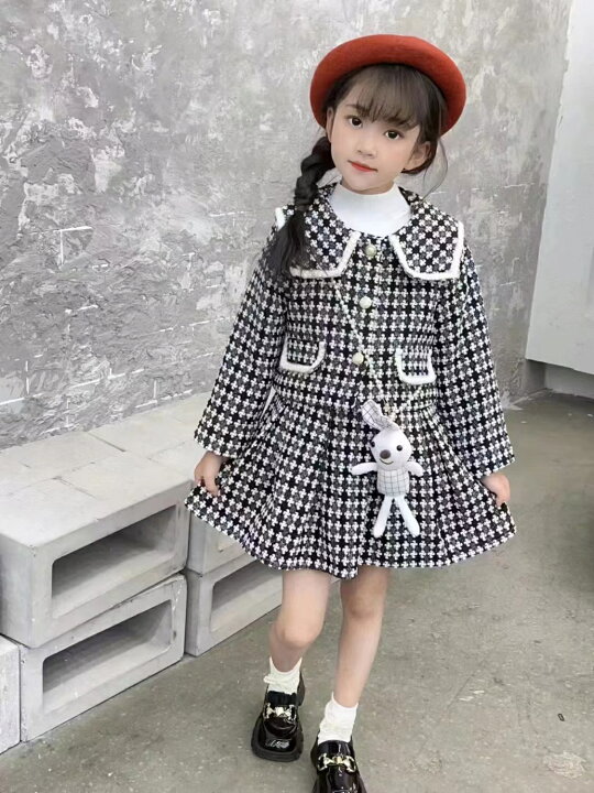 楽天市場】キッズ 子供服 ジャケット ワンピース 2点セット 千鳥柄 