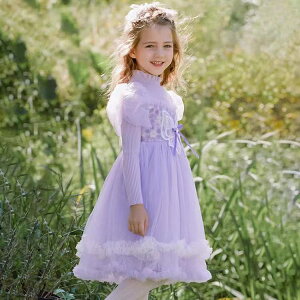 子供ドレス チュールワンピース 春秋 女の子 ニット 異素材 長袖 ガールズ ドレス スカート レース 子どもワンピース ピアノ 発表会 結婚式 卒業式 入学式 卒園式 入園式 演奏会 パーティー