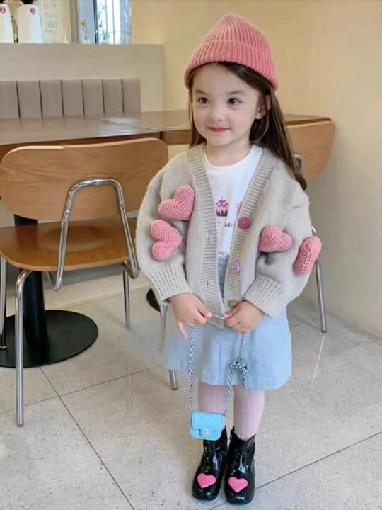 楽天市場】セーター キッズ カーディガン ベビー服 ハート柄 ニット  