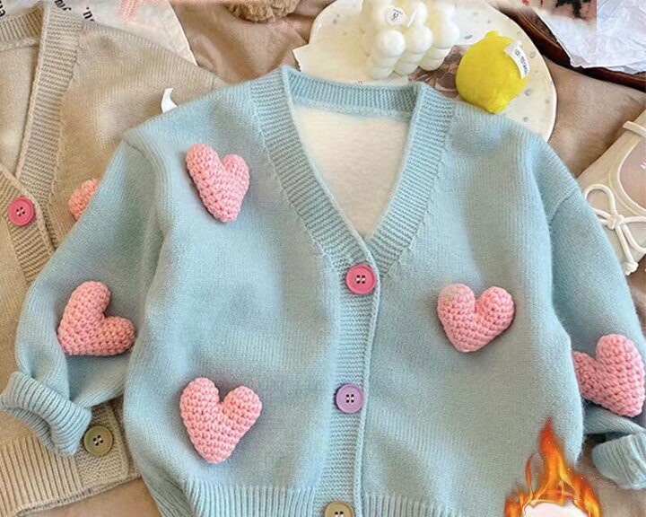 楽天市場】セーター キッズ カーディガン ベビー服 ハート柄 ニット  