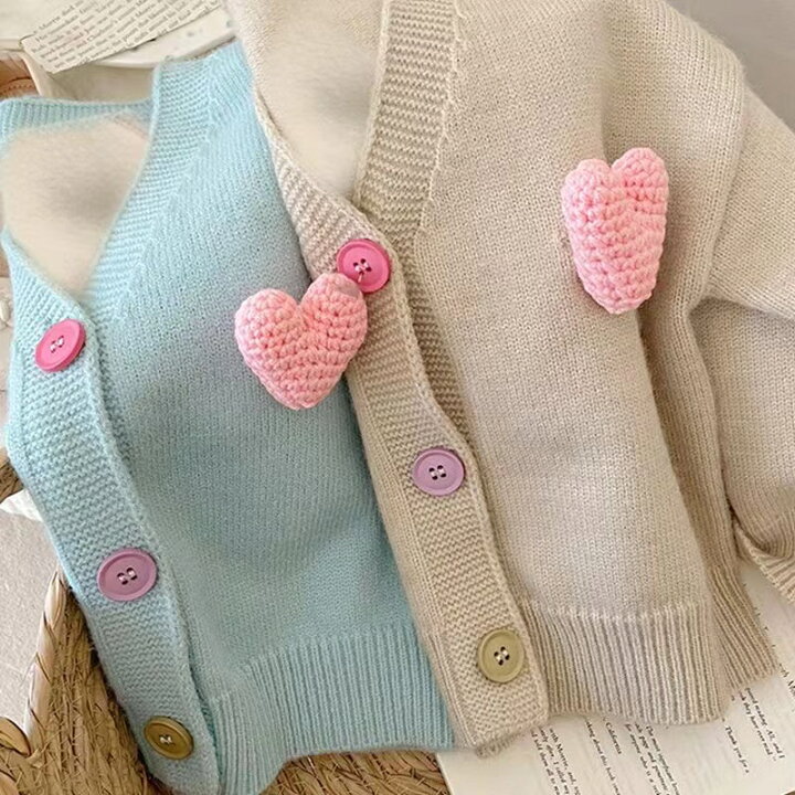 楽天市場】セーター キッズ カーディガン ベビー服 ハート柄 ニット  