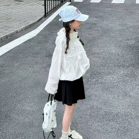 日焼け止め服 アウター 子供服 キッズ パーカー フード付き 夏 子供 女の子 ジュニア 長袖 薄手 リボン かわいい おしゃれ 白 冷房対策 薄手パーカー 夏用パーカー 羽織 フード付きパーカー キッズ夏用パーカー 春夏 90 100 110 120 130 140 150 160 170 KCGA021(90-170)