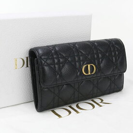 【中古良品】DIOR ディオール 長財布ニ折小銭入付き S5039 UWHC M900 Orchid ロングウォレット ディオール カロ レディース ブラック
