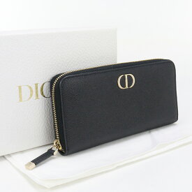 【中古良品】DIOR ディオール 長財布ラウンドファスナー ロングジップウォレット 30 モンテーニュ レディース ブラック