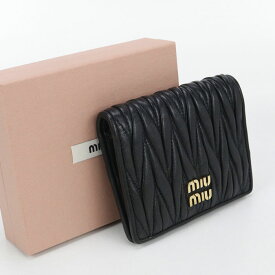 【中古良品】MIUMIU(OUTLET) ミュウミュウ アウトレット 二つ折り財布 5MV204 AFPP F0002 マテラッセ レディース ブラック