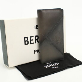 【中古良品】Berluti ベルルッティ 長財布ニ折小銭入付き フラップ ロングウォレット メンズ ブラック