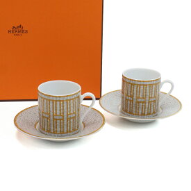 エルメス HERMES 雑貨　ブランド 26017　コーヒーC-S ペア グレー系　食器