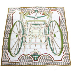 エルメス HERMES レディース－スカーフ CARRE TWILL 003538S 14 LES ROUES DE PHAETON BO-BLANC-VERT-ROSE P SS2406