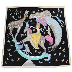 エルメス HERMES レディース−スカーフ ブランド カレ CARRE TWILL 003875S 07 HERMES STORY NOIR-JAUNE-MUTICO ブラック マルチカラー accessory-01