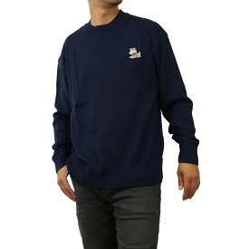 メゾンキツネ MAISON KITSUNE メンズ－セーター，ニット ブランド KM00503 KT1036 P480 NAVY ネイビー系 apparel-01 SS2406