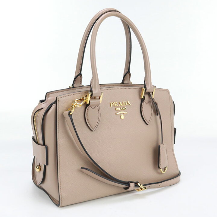 プラダ PRADA SOFT CALF アーケ スモール ハンドバッグ 色付く レザー  