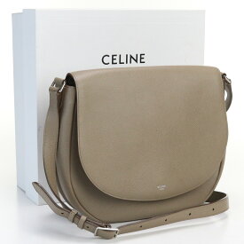 【中古良品】セリーヌ(CELINE) フラップショルダーバッグ レザー ブランド グレージュ【ランク：A】 us-2 レディース