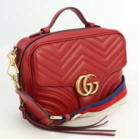 【中古良品】グッチ(GUCCI) GGマーモント キルティングレザー2WAY ショルダーバッグ　ブランド 498100 レッド系【ランク：A】 us-2 ショルダー レディース