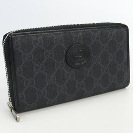 【中古良品】グッチ(GUCCI) インターロッキングG ジップアラウンドウォレット PVC 673003 92TCN 1000 ブラック系 【ランク：A】 us-2 メンズ SS2406