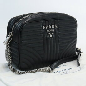 【中古美品】プラダ(PRADA) ダイアグラム チェーンショルダーバッグ レザー 1BH083 　ブラック系　【ランク：S】 us-1 レディース