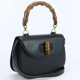 【中古良品】グッチ(GUCCI) バンブー 2WAYハンドバッグ レザー 000.01.0633 ブラック系　【ランク：A】 us-2 2WAY ショルダー レディース