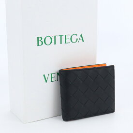 【中古・未使用】ボッテガヴェネタ(BOTTEGA VENETA) イントレチャート 二つ折り財布 ブランド ブラック 【ランク：S】 us-1 メンズ