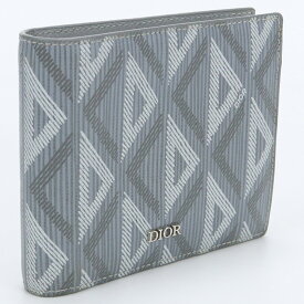 【中古良品】ディオール(Christian Dior) コインケース付きウォレット 二つ折り財布 CDダイヤモンドキャンバス ブランド2ESBC027DCO H42E グレー系【ランク：A】 us-2 メンズ
