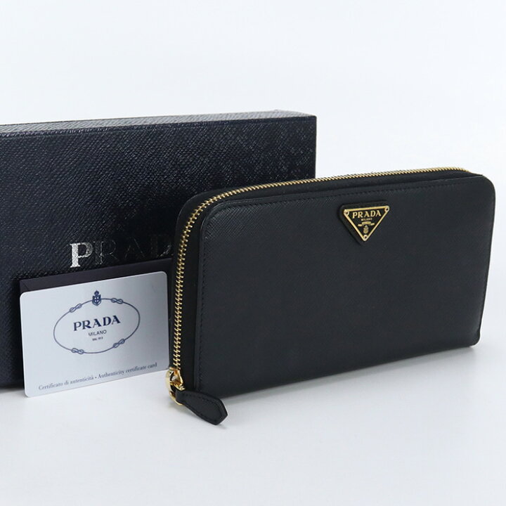 PRADA プラダ 二つ折り長財布 ZIP長財布 ブラック系 サフィアーノ  