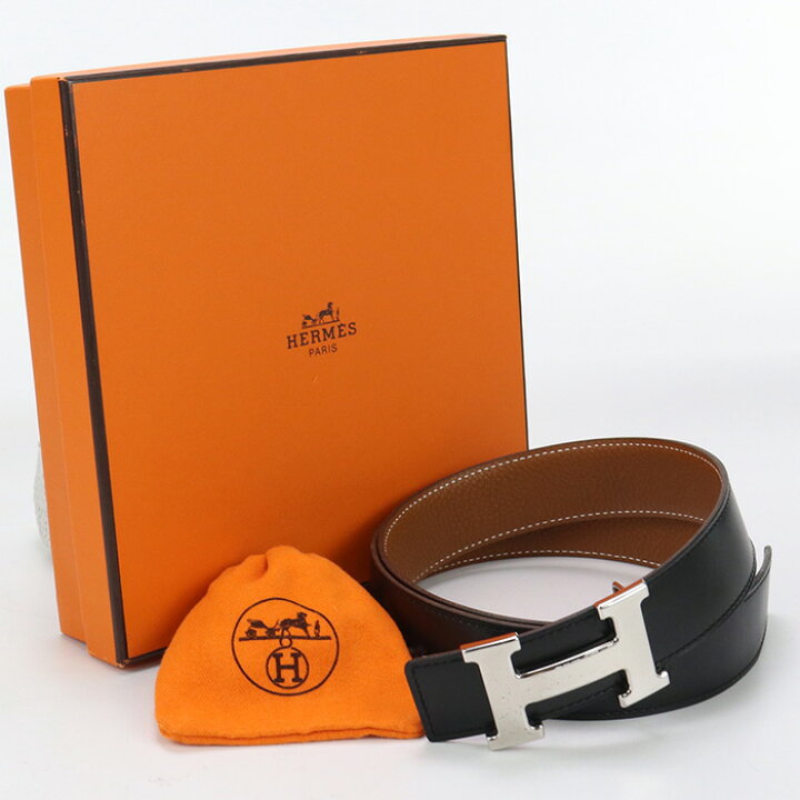 HERMES エルメス Hベルト リバーシブル ベルト ボックスカーフ【中古  