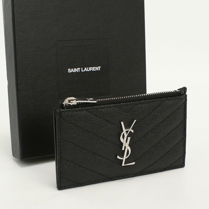 【中古美品】サンローラン(SAINT LAURENT) モノグラム フラグメント ジップカードケース カーフ 607915 ﾌﾞﾗｯｸ【ランク：S】 us-1 ﾒﾝｽﾞ ﾚﾃﾞｨｰｽ