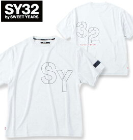大きいサイズ メンズ SY32 by SWEET YEARS ステンシルロゴ 半袖 Tシャツ ホワイト×グレー 3L 4L 5L 6L 送料無料
