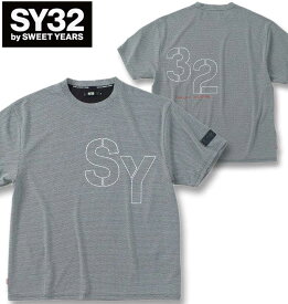大きいサイズ メンズ SY32 by SWEET YEARS ステンシルロゴ 半袖 Tシャツ ブラック×グレー 3L 4L 5L 6L 送料無料