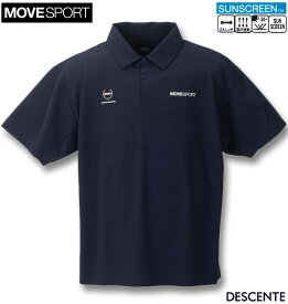 大きいサイズ メンズ MOVESPORT SUNSCREEN ミニ鹿の子 バックロゴ 半袖 ポロシャツ ネイビー 3L 4L 5L 6L 送料無料