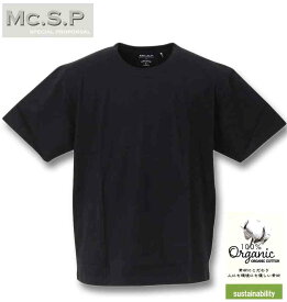 大きいサイズ メンズ Mc.S.P オーガニックコットンクルーネック半袖Tシャツ ブラック 3L 4L 5L 6L 7L 8L