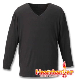 【全品10%OFFクーポン】大きいサイズ メンズ Heatchanger(ヒートチェンジャー) 長袖VTシャツ ブラック 3L 4L 5L 6L 8L