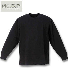 大きいサイズ メンズ Mc.S.P ワッフルクルーネック 長袖Tシャツ ブラック 3L 4L 5L 6L 7L 8L