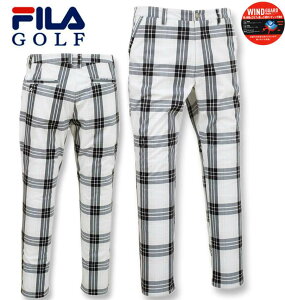 大きいサイズ メンズ FILA GOLF チェック柄 ボンディング パンツ オフホワイト系 100cm 105cm 110cm 115cm 120cm 130cm 送料無料