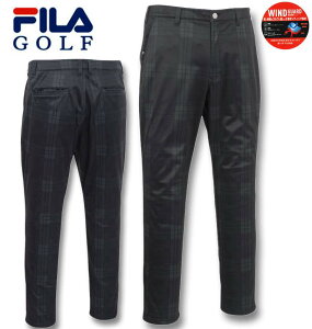 大きいサイズ メンズ FILA GOLF チェック柄 ボンディング パンツ ブラック系 100cm 105cm 110cm 115cm 120cm 130cm 送料無料