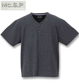大きいサイズ メンズ Mc.S.P パイルフェイクレイヤードヘンリー半袖Tシャツ ブラック杢 3L 4L 5L 6L 7L 8L 送料無料