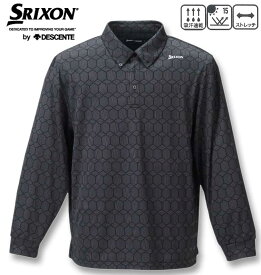 【全品ポイント5倍】大きいサイズ メンズ SRIXON ジャガード総柄デザイン 長袖シャツ ブラック 3L 4L 5L 6L 送料無料