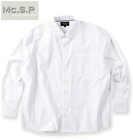 大きいサイズ メンズ Mc.S.P オックス B.D長袖シャツ ホワイト 3L 4L 5L 6L 7L 8L 送料無料