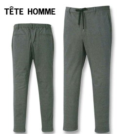 大きいサイズ メンズ TETE HOMME フィルサーモトリコット シャーリングドローパンツ グレー 3L 4L 5L 6L 送料無料