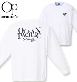 大きいサイズ メンズ OCEAN PACIFIC 天竺 長袖Tシャツ ホワイト 3L 4L 5L 6L 8L 送料無料
