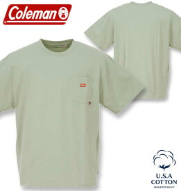 大きいサイズ メンズ Coleman コールマン USAコットンポケット付半袖Tシャツ グリーン系 3L 4L 5L 6L 7L 8L 送料無料