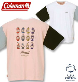 大きいサイズ メンズ Coleman コールマン USAコットン半袖Tシャツ ピンク(クレイジー) 3L 4L 5L 6L 7L 8L 送料無料