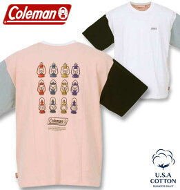 【全品10%OFFクーポン】大きいサイズ メンズ Coleman コールマン USAコットン半袖Tシャツ ピンク(クレイジー) 3L 4L 5L 6L 7L 8L 送料無料